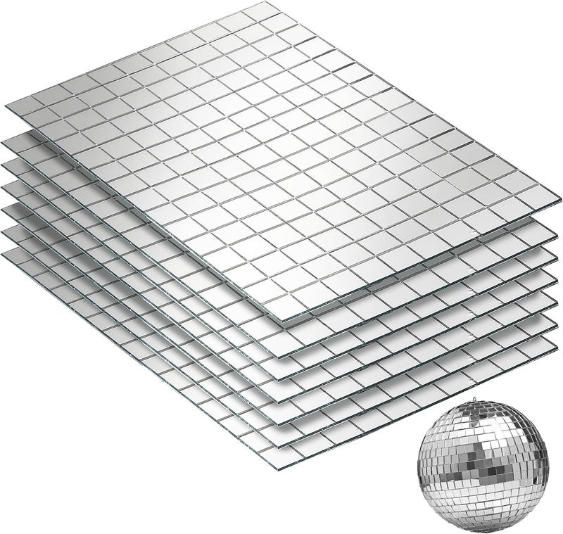 PP OPOUNT 1050 PCS Disco Ball Tiles, 10 x 10 mm Self-Adhesive Disco Tapes for DIY Craft Decoration, Small Mirror Tiles for Disco Balls, Art Collage, Indoor Outdoor Decoration(Silver) - Image 1